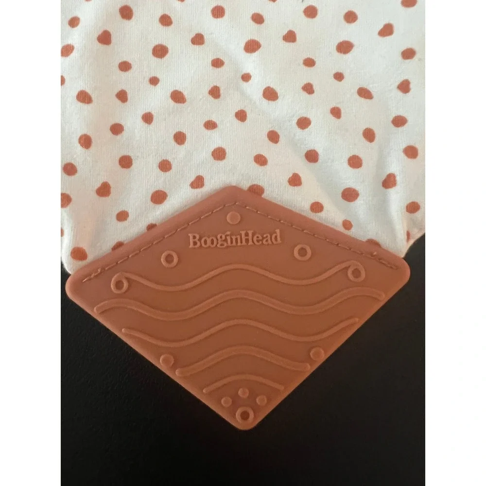BooginHead Bandana Teether Bib Orange Polka Dot Cotton Blend Snap Closure